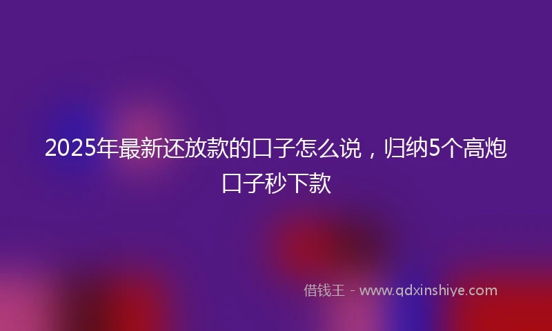 2025年最新还放款的口子怎么说，归纳5个高炮口子秒下款