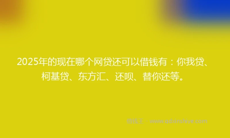 2025年的现在哪个网贷还可以借钱有：你我贷、柯基贷、东方汇、还呗、替你还等。