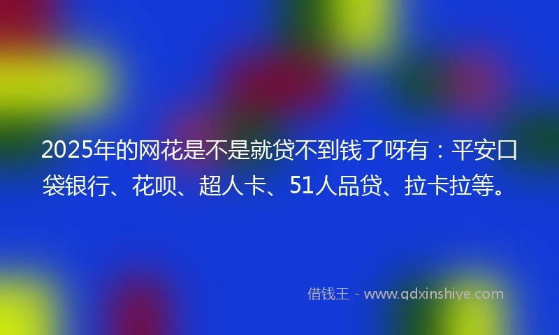 2025年的网花是不是就贷不到钱了呀有：平安口袋银行、花呗、超人卡、51人品贷、拉卡拉等。