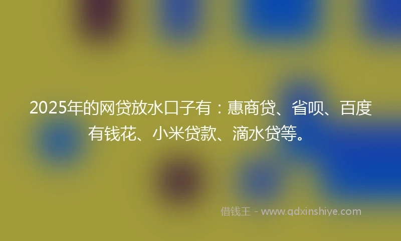 2025年的网贷放水口子有：惠商贷、省呗、百度有钱花、小米贷款、滴水贷等。