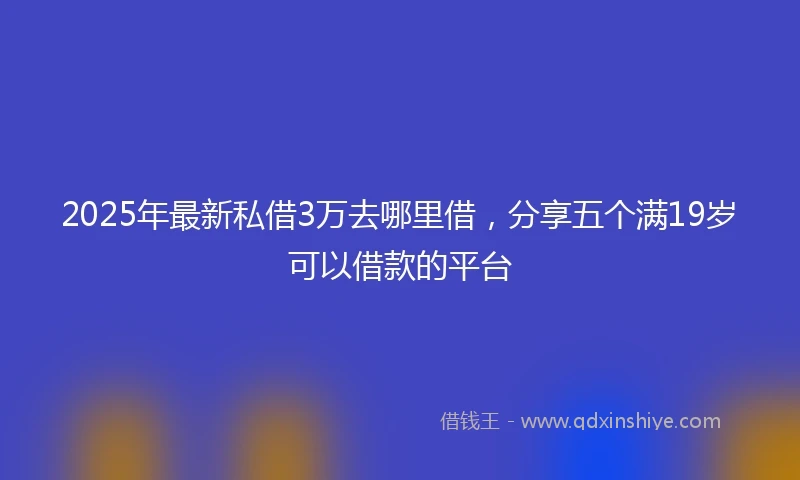 2025年最新私借3万去哪里借，分享五个满19岁可以借款的平台