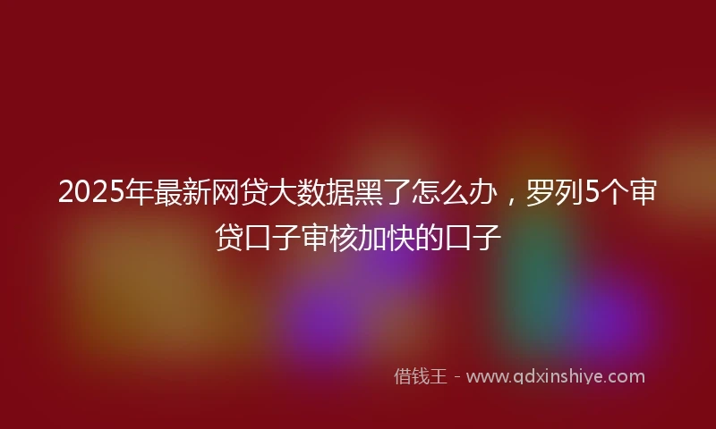 2025年最新网贷大数据黑了怎么办，罗列5个审贷口子审核加快的口子