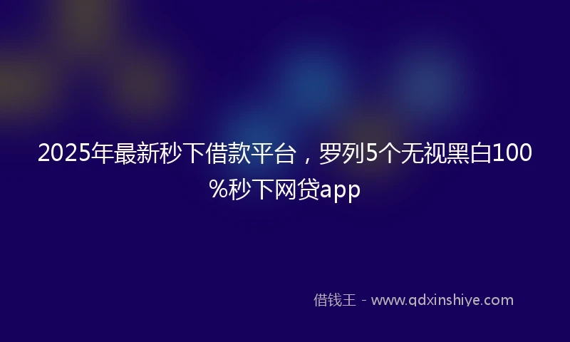2025年最新秒下借款平台，罗列5个无视黑白100%秒下网贷app