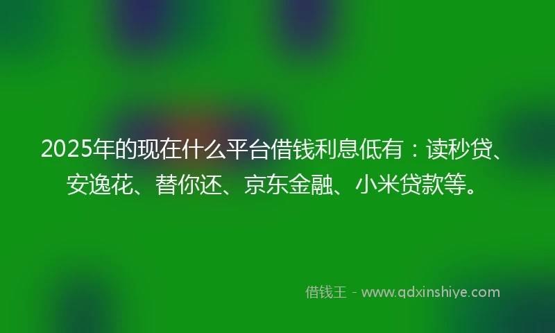 2025年的现在什么平台借钱利息低有：读秒贷、安逸花、替你还、京东金融、小米贷款等。