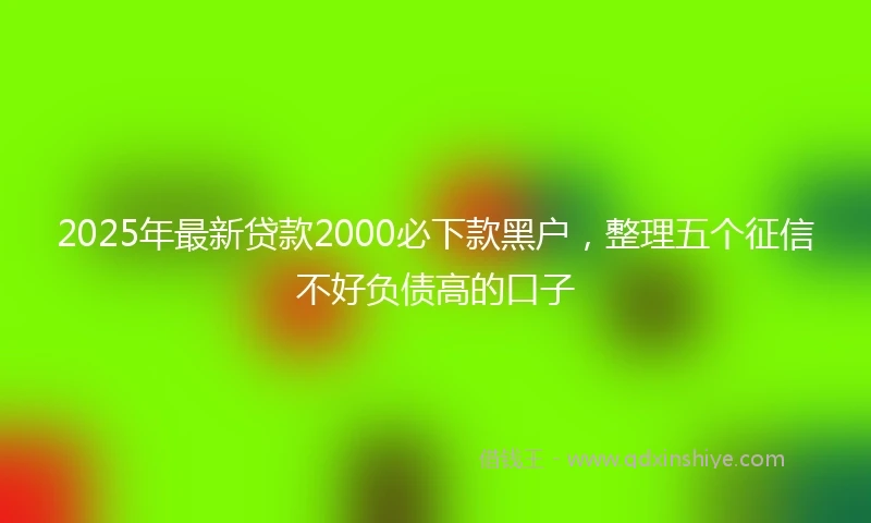 2025年最新贷款2000必下款黑户，整理五个征信不好负债高的口子