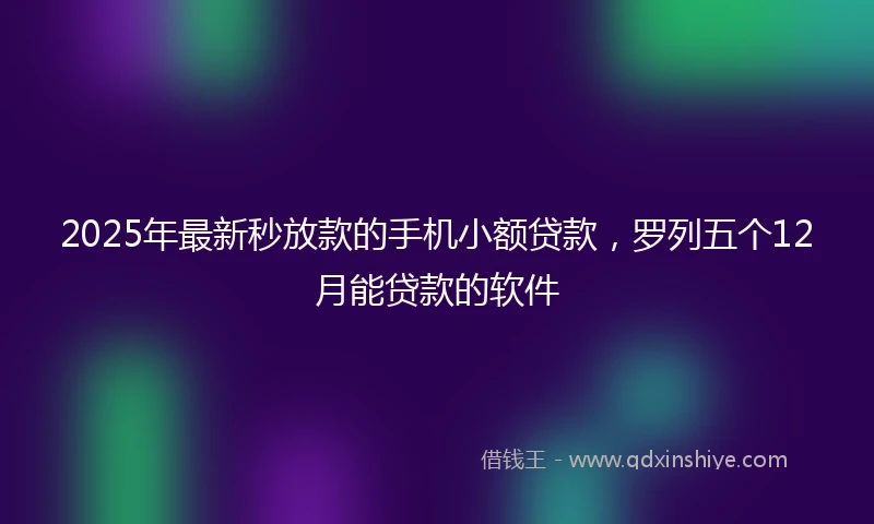 2025年最新秒放款的手机小额贷款，罗列五个12月能贷款的软件