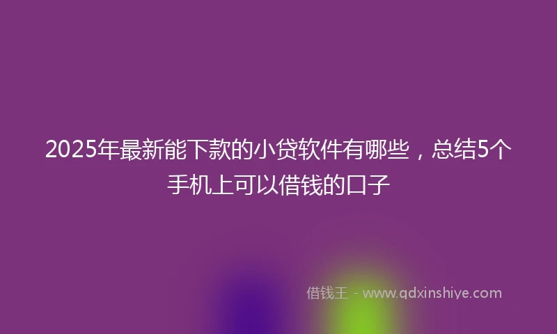 2025年最新能下款的小贷软件有哪些，总结5个手机上可以借钱的口子