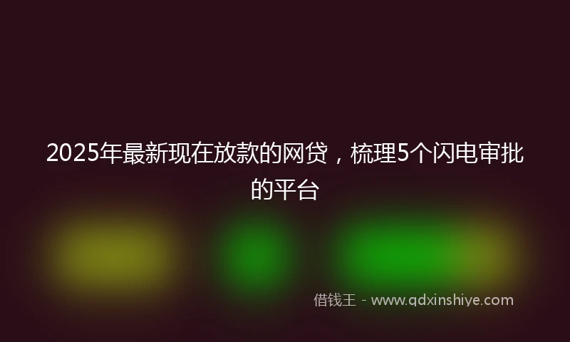 2025年最新现在放款的网贷，梳理5个闪电审批的平台