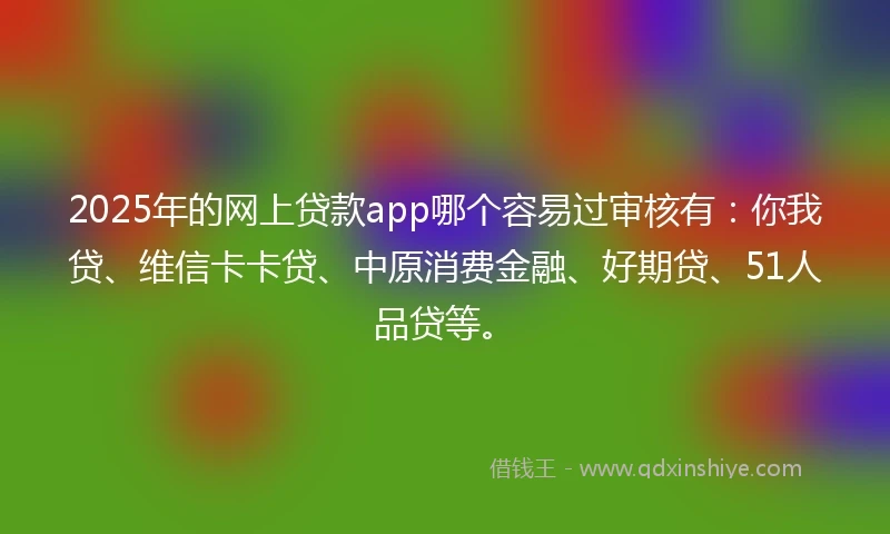 2025年的网上贷款app哪个容易过审核有：你我贷、维信卡卡贷、中原消费金融、好期贷、51人品贷等。