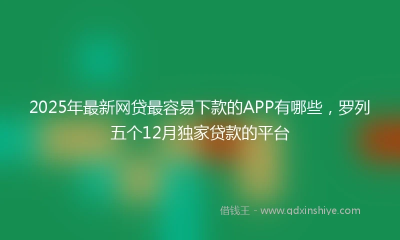 2025年最新网贷最容易下款的APP有哪些，罗列五个12月独家贷款的平台
