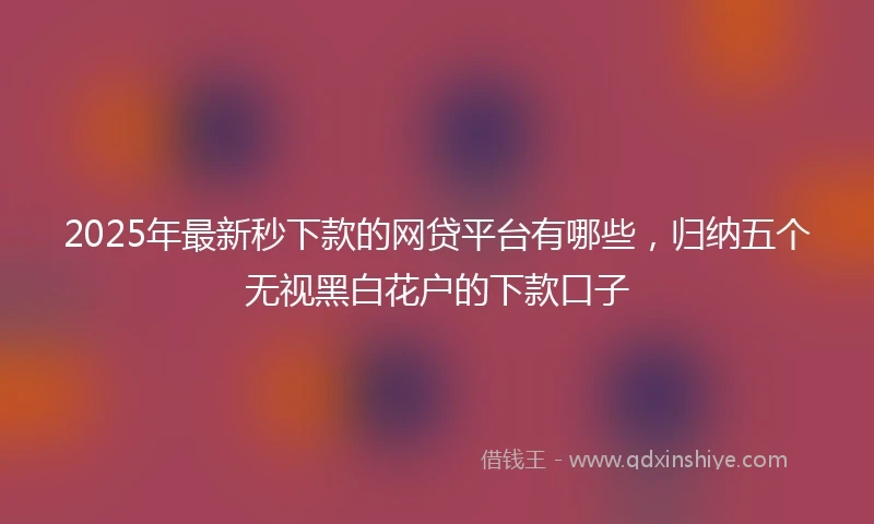 2025年最新秒下款的网贷平台有哪些，归纳五个无视黑白花户的下款口子