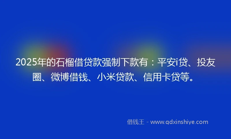 2025年的石榴借贷款强制下款有：平安i贷、投友圈、微博借钱、小米贷款、信用卡贷等。