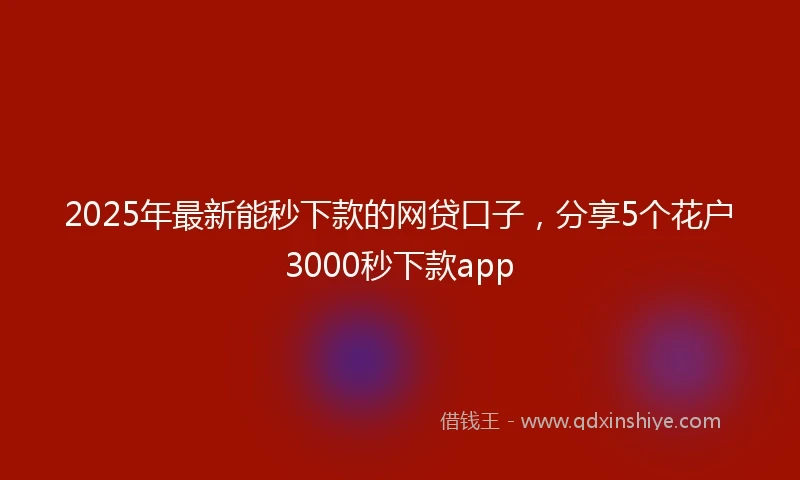 2025年最新能秒下款的网贷口子，分享5个花户3000秒下款app