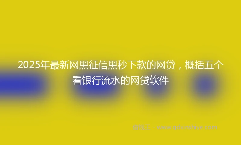 2025年最新网黑征信黑秒下款的网贷，概括五个看银行流水的网贷软件