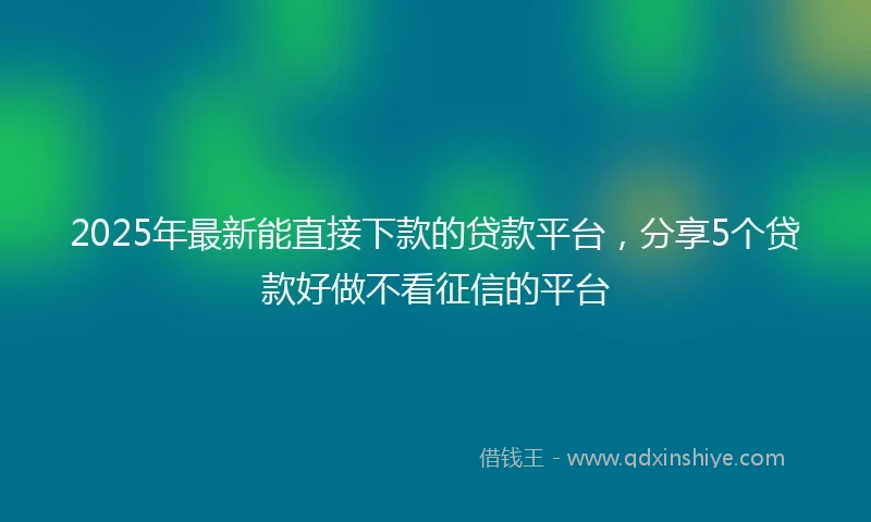 2025年最新能直接下款的贷款平台,分享5个贷款好做不看征信的平台