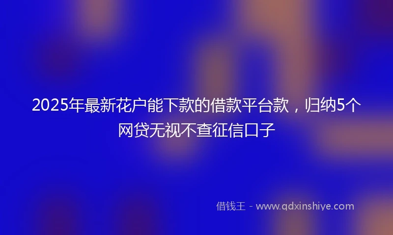 2025年最新花户能下款的借款平台款，归纳5个网贷无视不查征信口子