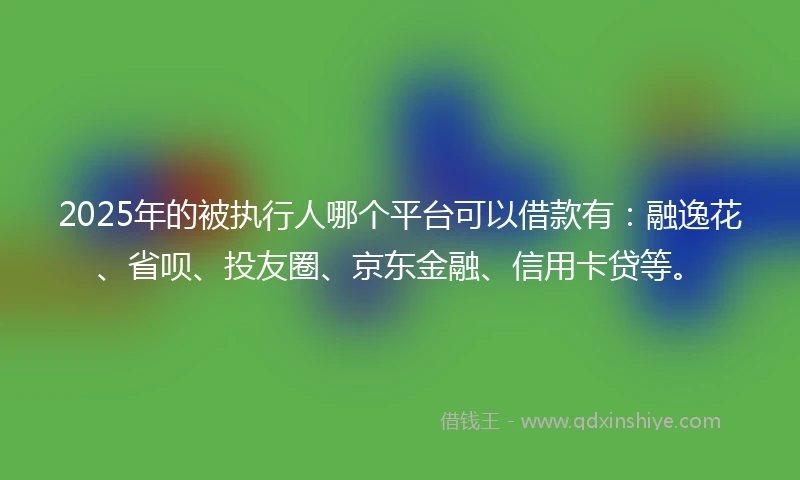 2025年的被执行人哪个平台可以借款有：融逸花、省呗、投友圈、京东金融、信用卡贷等。