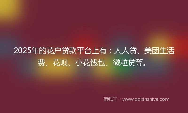 2025年的花户贷款平台上有：人人贷、美团生活费、花呗、小花钱包、微粒贷等。