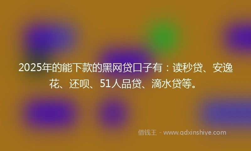 2025年的能下款的黑网贷口子有：读秒贷、安逸花、还呗、51人品贷、滴水贷等。