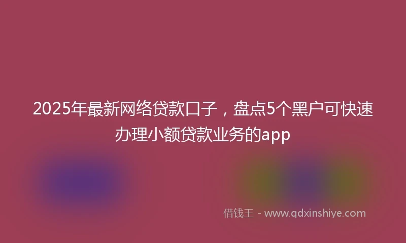 2025年最新网络贷款口子，盘点5个黑户可快速办理小额贷款业务的app
