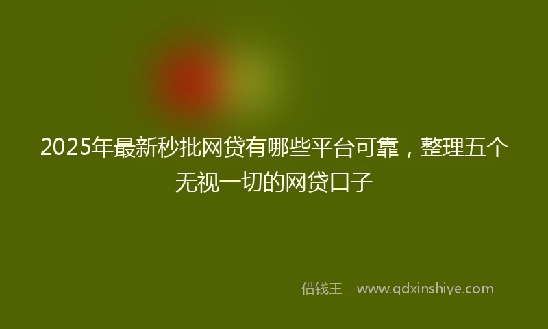 2025年最新秒批网贷有哪些平台可靠，整理五个无视一切的网贷口子