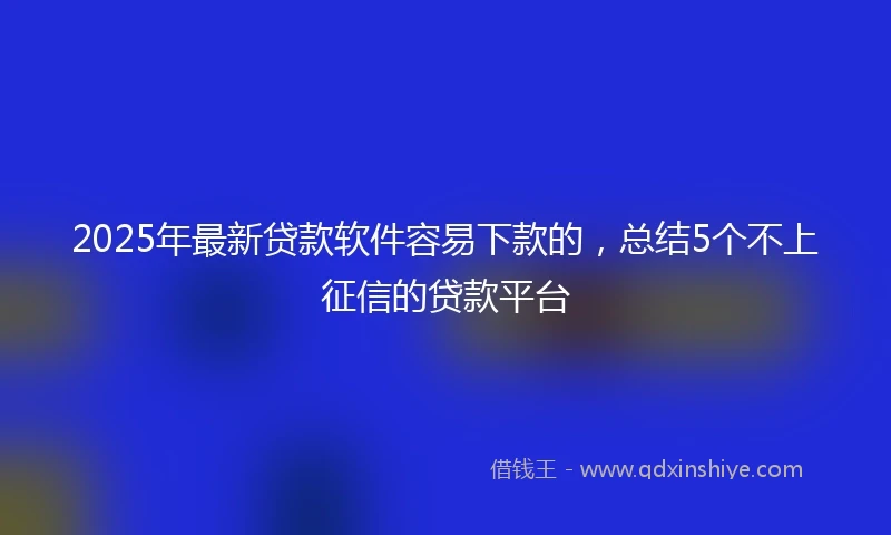 2025年最新贷款软件容易下款的，总结5个不上征信的贷款平台