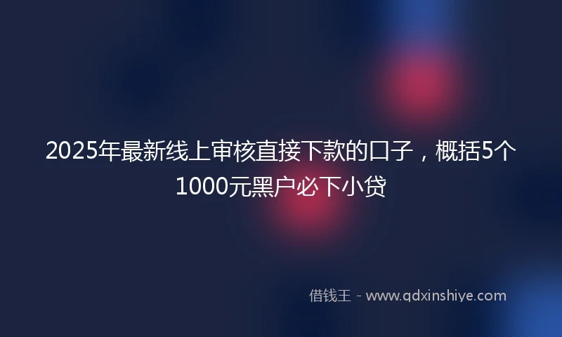2025年最新线上审核直接下款的口子，概括5个1000元黑户必下小贷