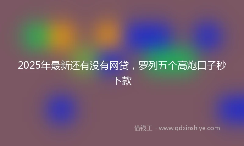 2025年最新还有没有网贷，罗列五个高炮口子秒下款