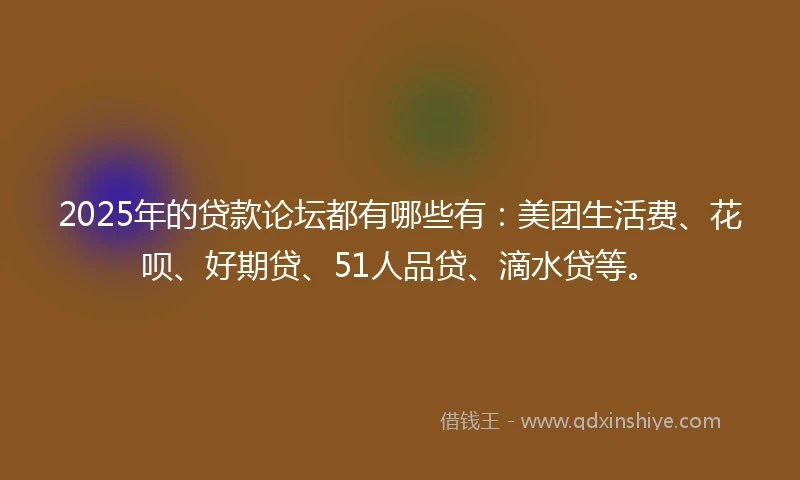 2025年的贷款论坛都有哪些有：美团生活费、花呗、好期贷、51人品贷、滴水贷等。