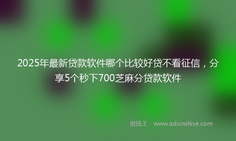 2025年最新贷款软件哪个比较好贷不看征信，分享5个秒下700芝麻分贷款软件