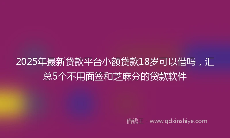 2025年最新贷款平台小额贷款18岁可以借吗，汇总5个不用面签和芝麻分的贷款软件