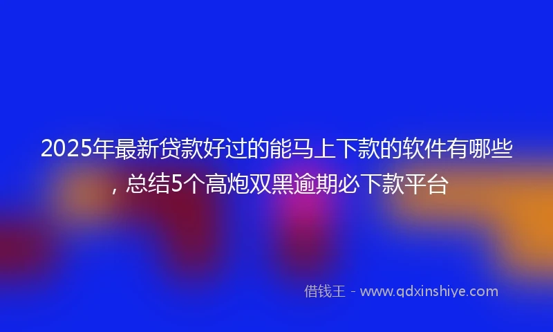 2025年最新贷款好过的能马上下款的软件有哪些，总结5个高炮双黑逾期必下款平台
