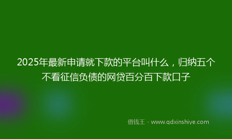 2025年最新申请就下款的平台叫什么，归纳五个不看征信负债的网贷百分百下款口子