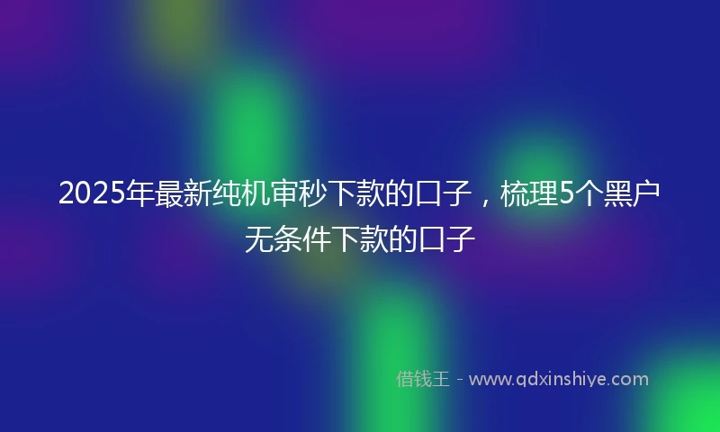 2025年最新纯机审秒下款的口子，梳理5个黑户无条件下款的口子