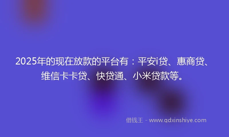 2025年的现在放款的平台有：平安i贷、惠商贷、维信卡卡贷、快贷通、小米贷款等。