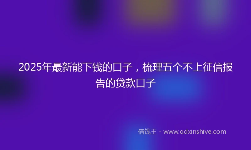 2025年最新能下钱的口子，梳理五个不上征信报告的贷款口子