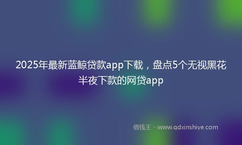 2025年最新蓝鲸贷款app下载，盘点5个无视黑花半夜下款的网贷app