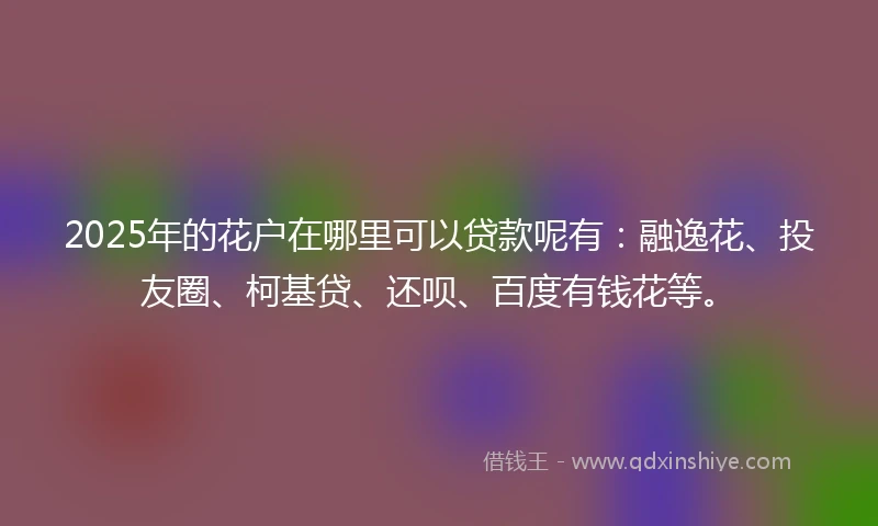 2025年的花户在哪里可以贷款呢有：融逸花、投友圈、柯基贷、还呗、百度有钱花等。
