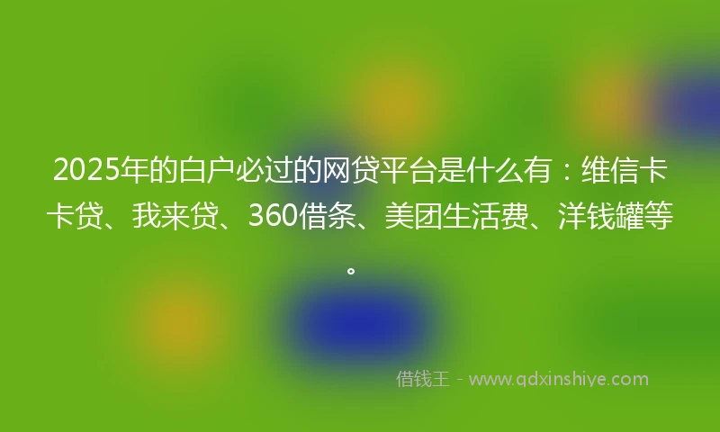 2025年的白户必过的网贷平台是什么有：维信卡卡贷、我来贷、360借条、美团生活费、洋钱罐等。
