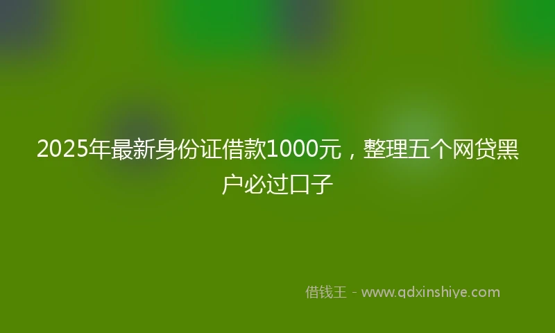 2025年最新身份证借款1000元，整理五个网贷黑户必过口子