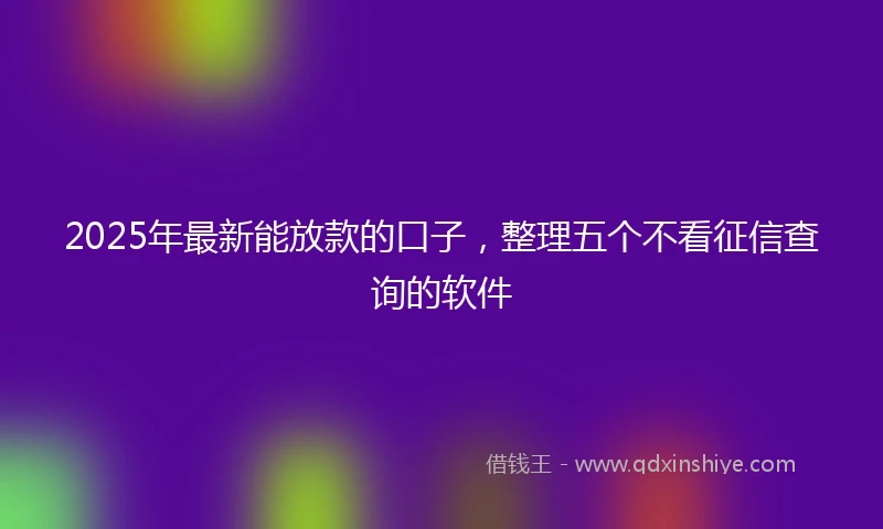 2025年最新能放款的口子，整理五个不看征信查询的软件