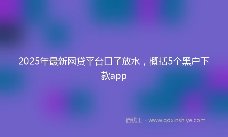 2025年最新网贷平台口子放水，概括5个黑户下款app