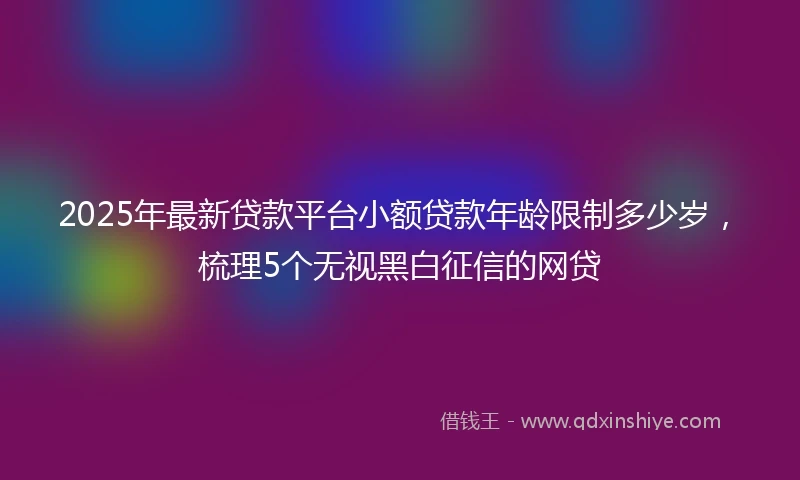 2025年最新贷款平台小额贷款年龄限制多少岁，梳理5个无视黑白征信的网贷