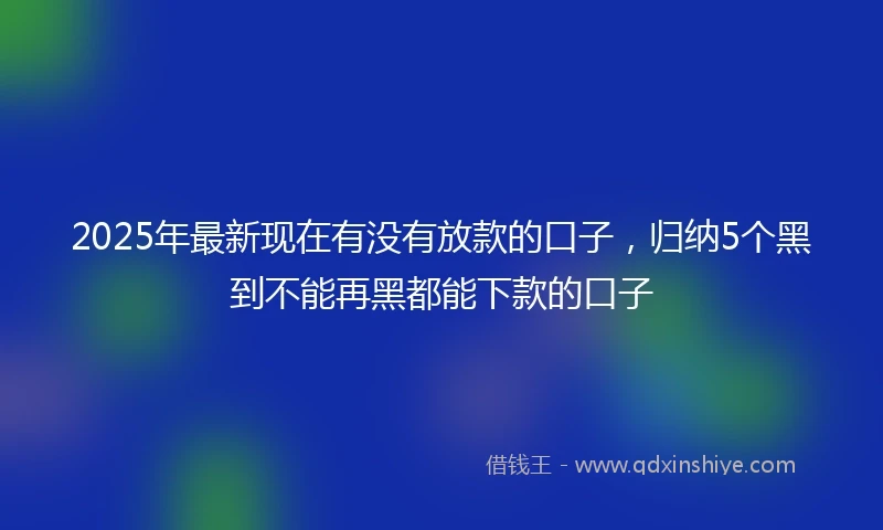 2025年最新现在有没有放款的口子，归纳5个黑到不能再黑都能下款的口子