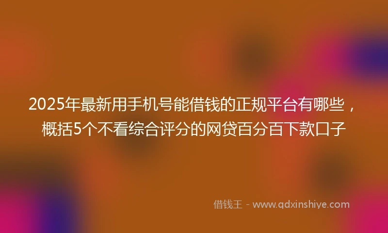 2025年最新用手机号能借钱的正规平台有哪些，概括5个不看综合评分的网贷百分百下款口子