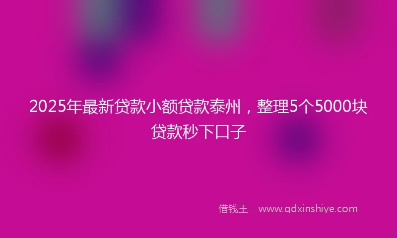 2025年最新贷款小额贷款泰州，整理5个5000块贷款秒下口子