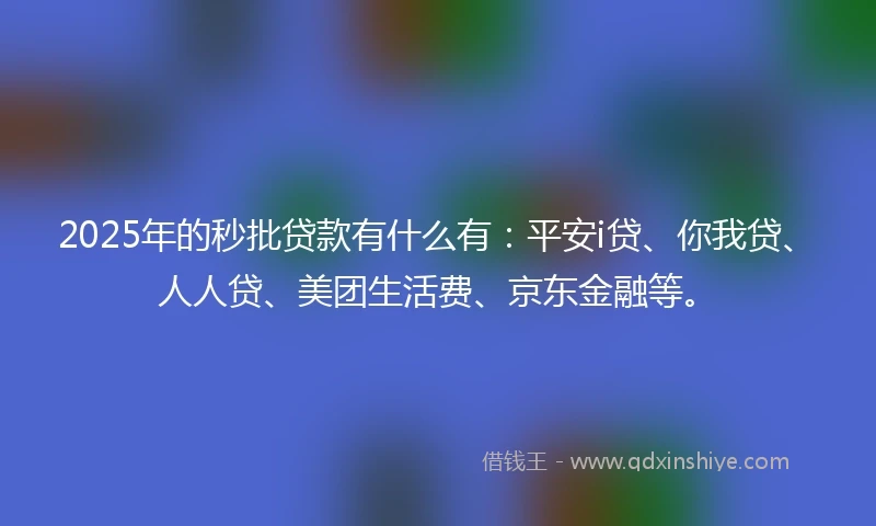 2025年的秒批贷款有什么有：平安i贷、你我贷、人人贷、美团生活费、京东金融等。