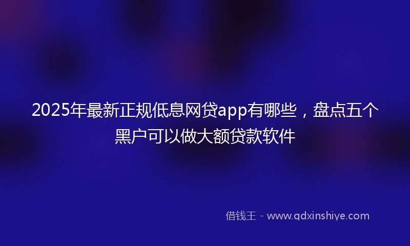 2025年最新正规低息网贷app有哪些，盘点五个黑户可以做大额贷款软件