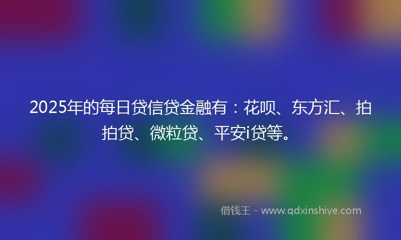 2025年的每日贷信贷金融有：花呗、东方汇、拍拍贷、微粒贷、平安i贷等。