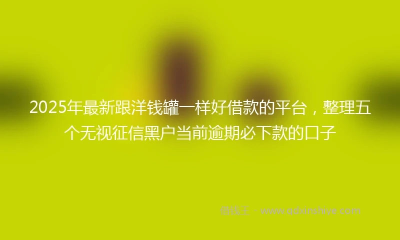 2025年最新跟洋钱罐一样好借款的平台，整理五个无视征信黑户当前逾期必下款的口子